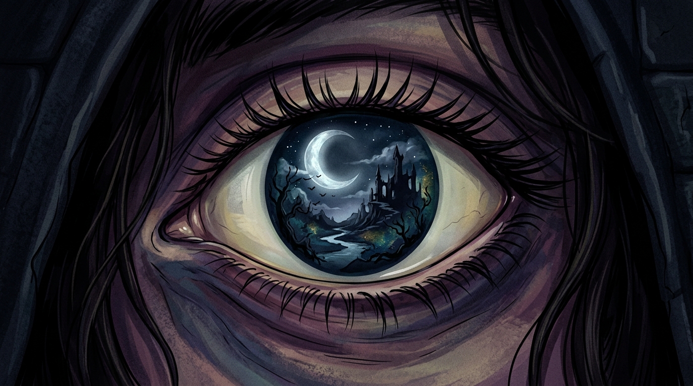 Gothic Moon Eye Reflection dark fantasy background