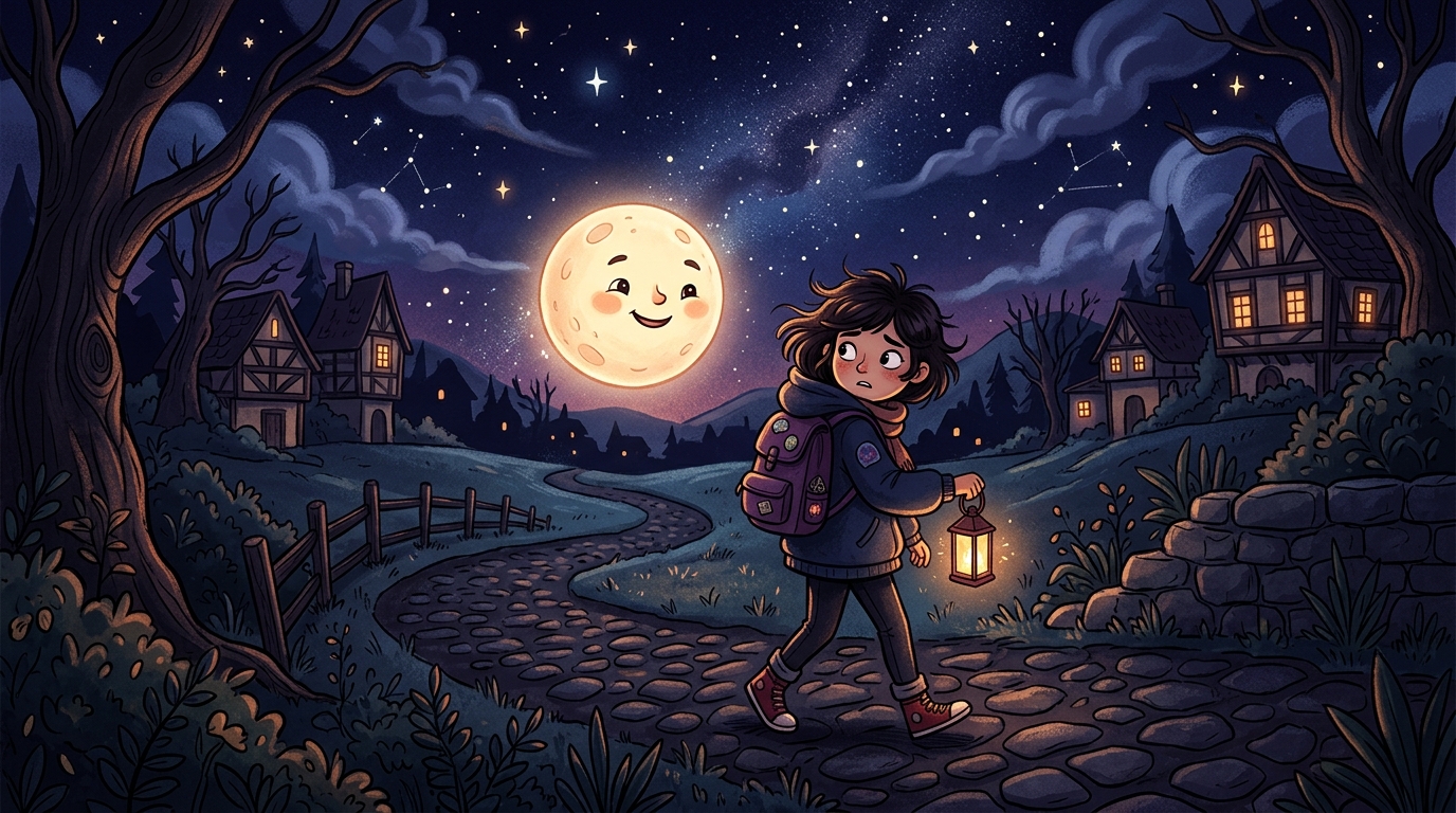 Village Path Lantern Stroll dark aesthetic lock screen
