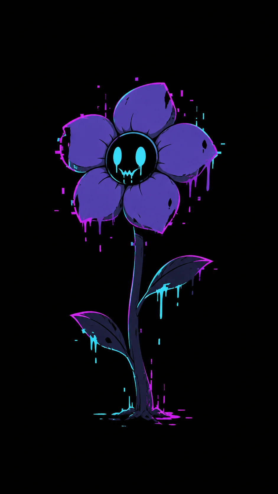 Glitch flower growing in the dark