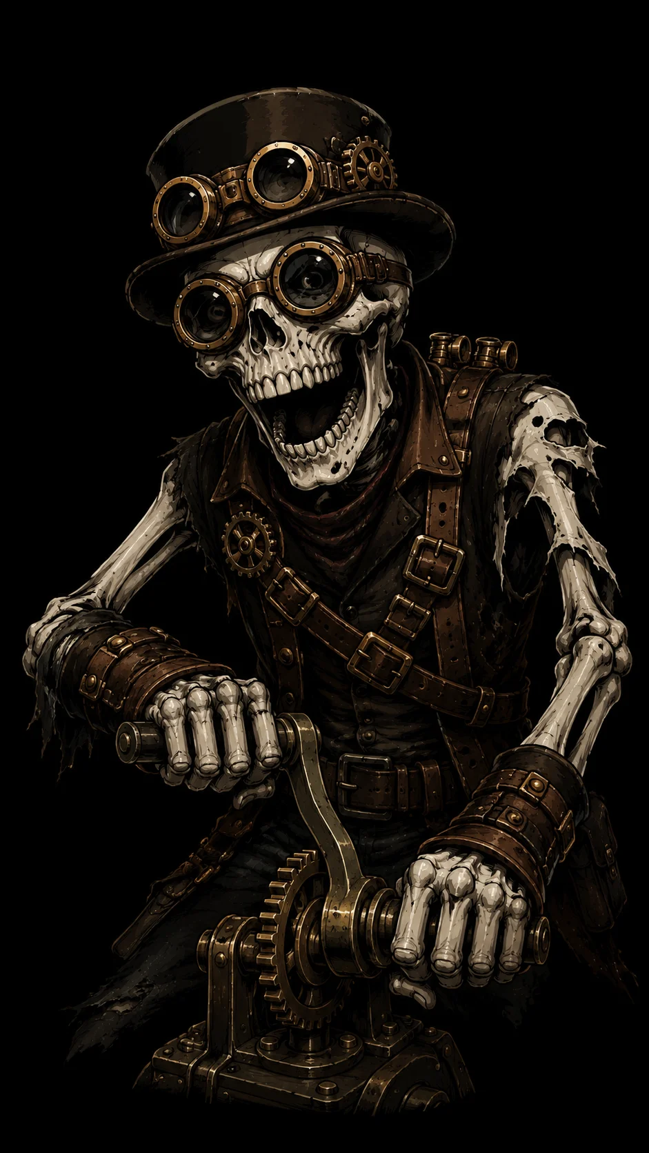 steampunk skeleton cosplay wallpaper
