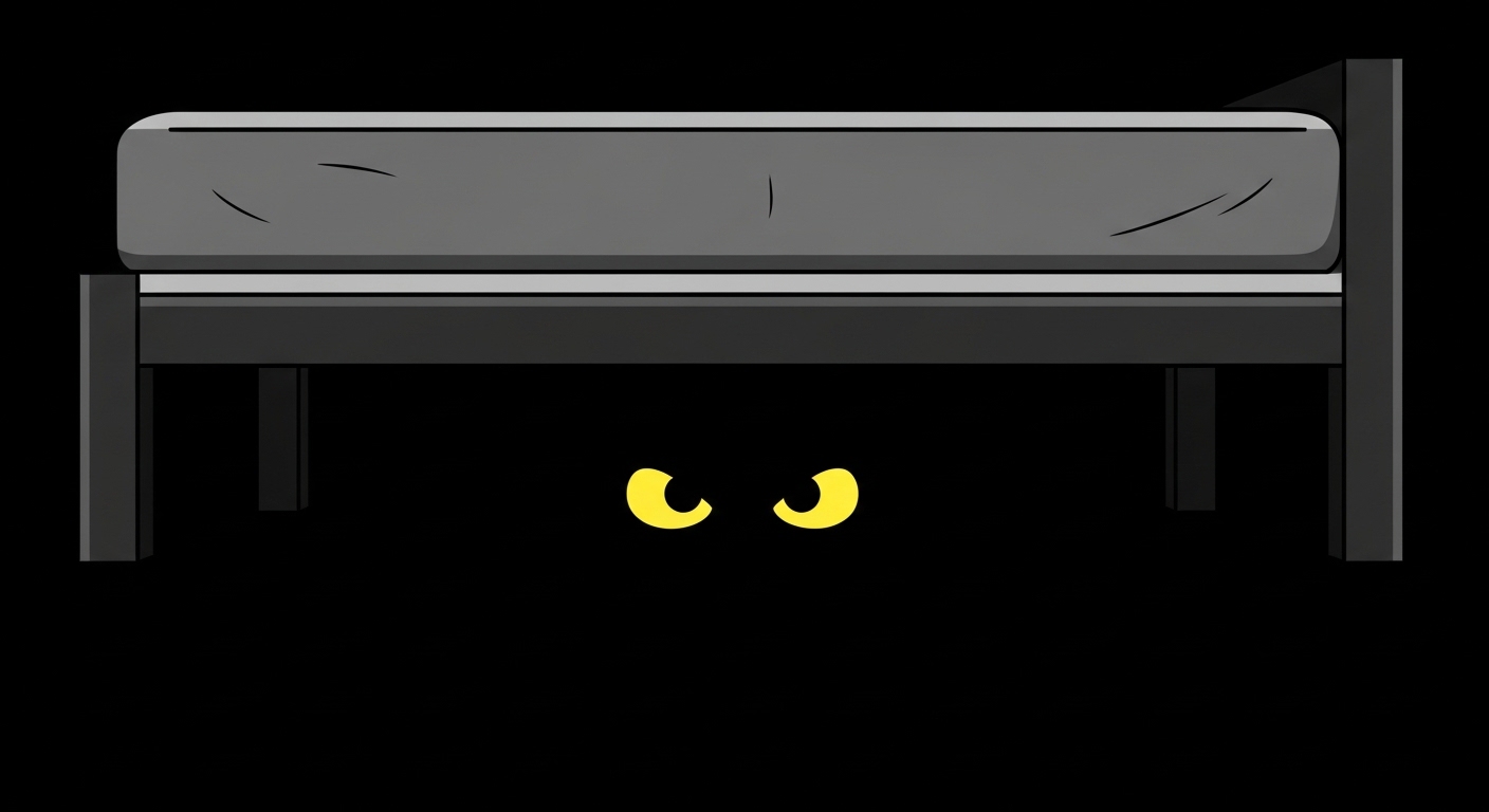 Yellow eyes under bed