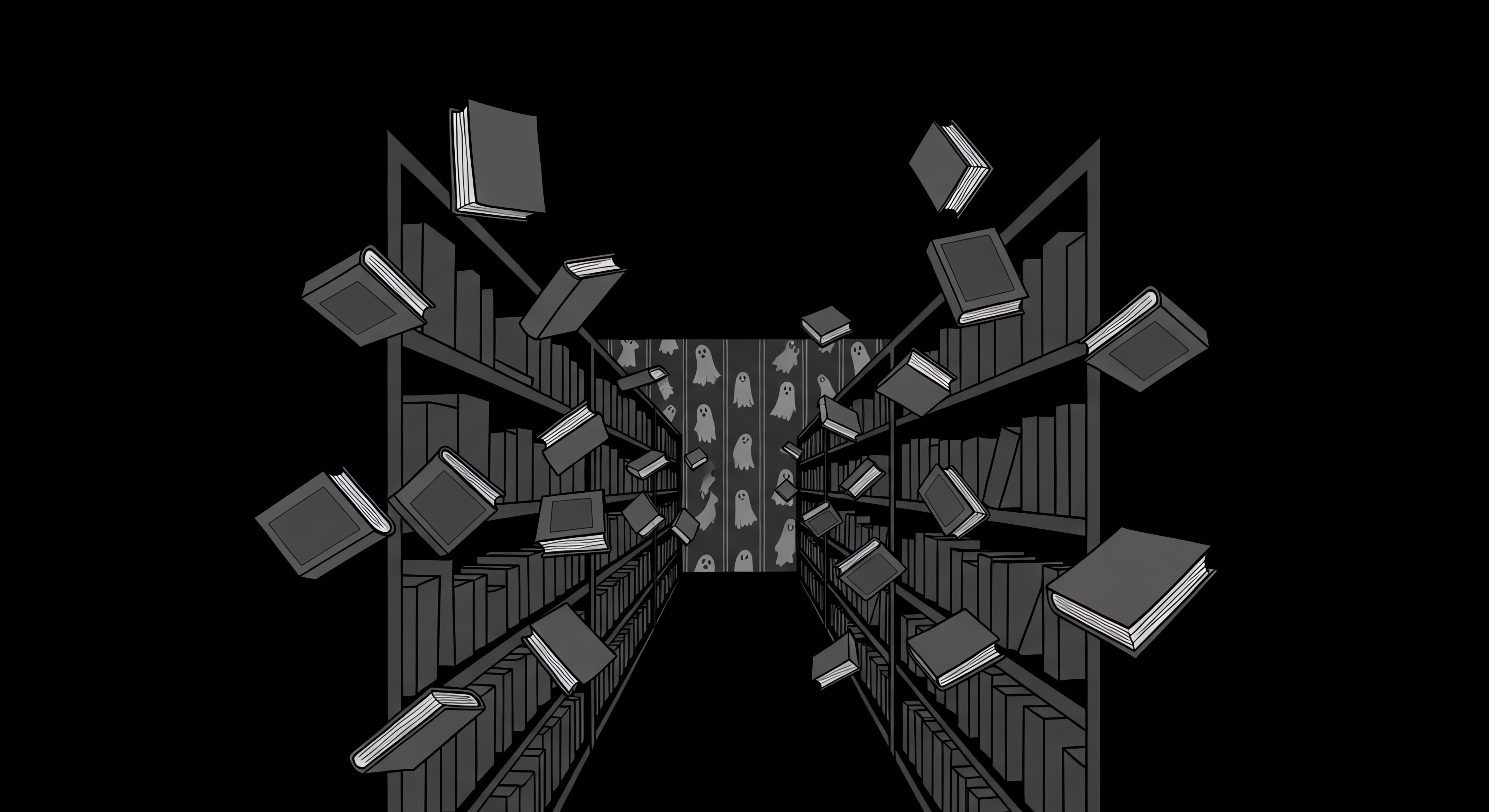 Flying books in haunted library