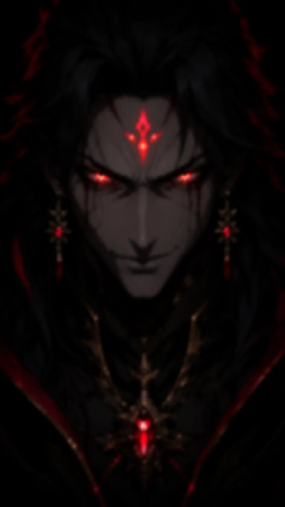 Evil demon gaming character dark fantasy aesthetic mobile wallpaper for OLED screens